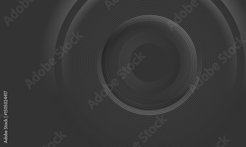 Abstract linear glossy circles tech geometric minimal background. Dark grey vector design