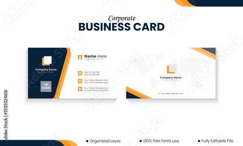 Professional Corporate Business Card Template—Clean Minimal Layout with Modern Typography, Front & Back Design, Fully Editable in AI file for Branding and Networking

