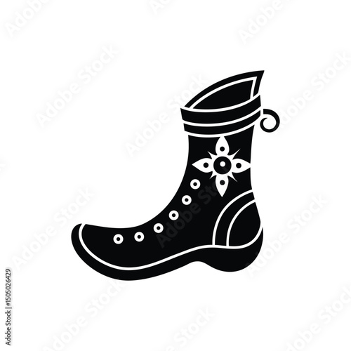 Flat and Minimal Christmas Elf shoe boot logo vector illustration isolated on white background