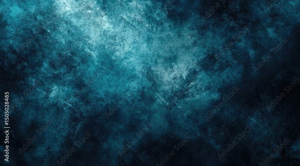 Abstract teal and dark blue textured background with a light source creating a dramatic, smoky effect Abstract teal and dark blue textured background with a light source creating a dramatic, smoky effect