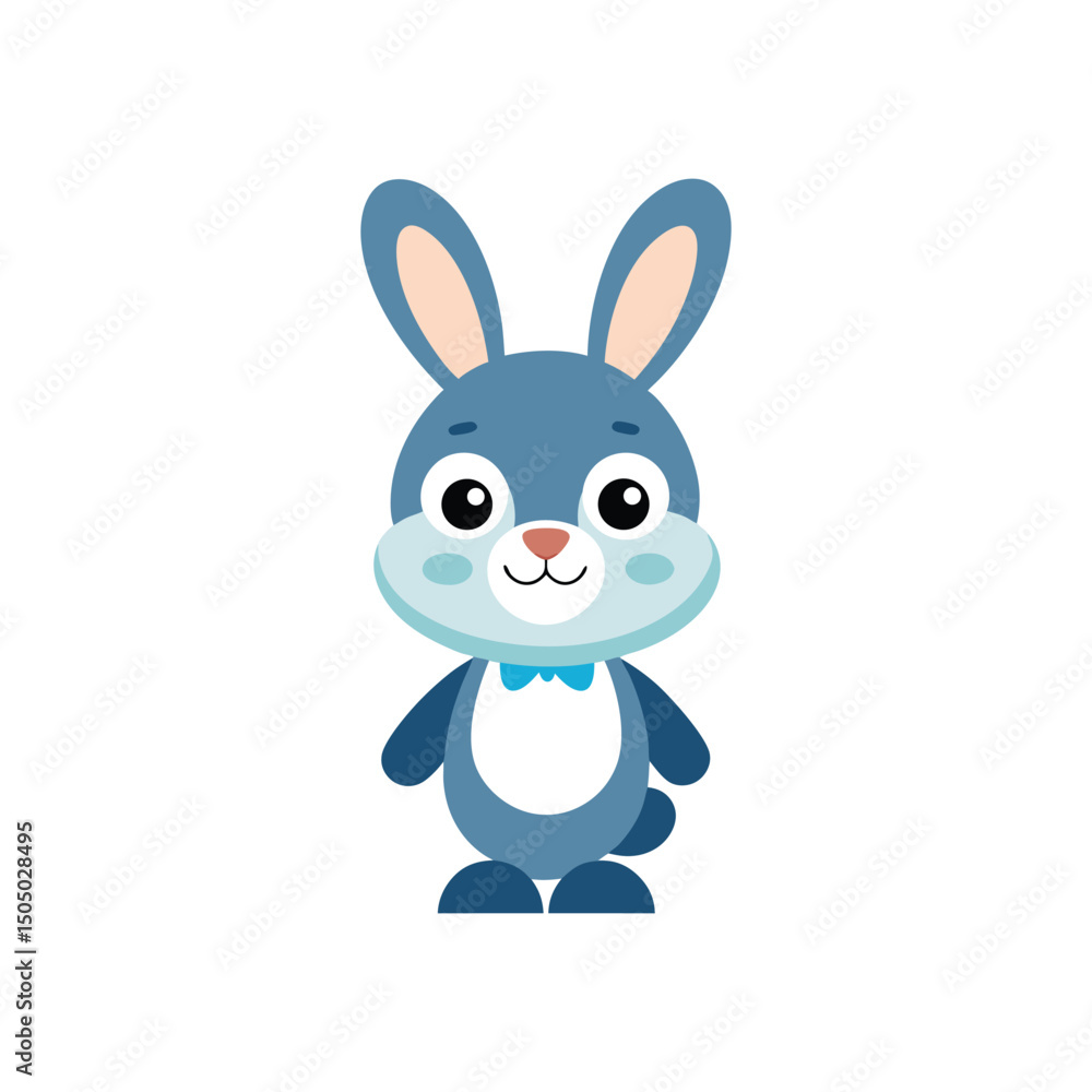Fototapeta premium Flat and Minimal cute cartoon rabbit logo vector illustration isolated on white background