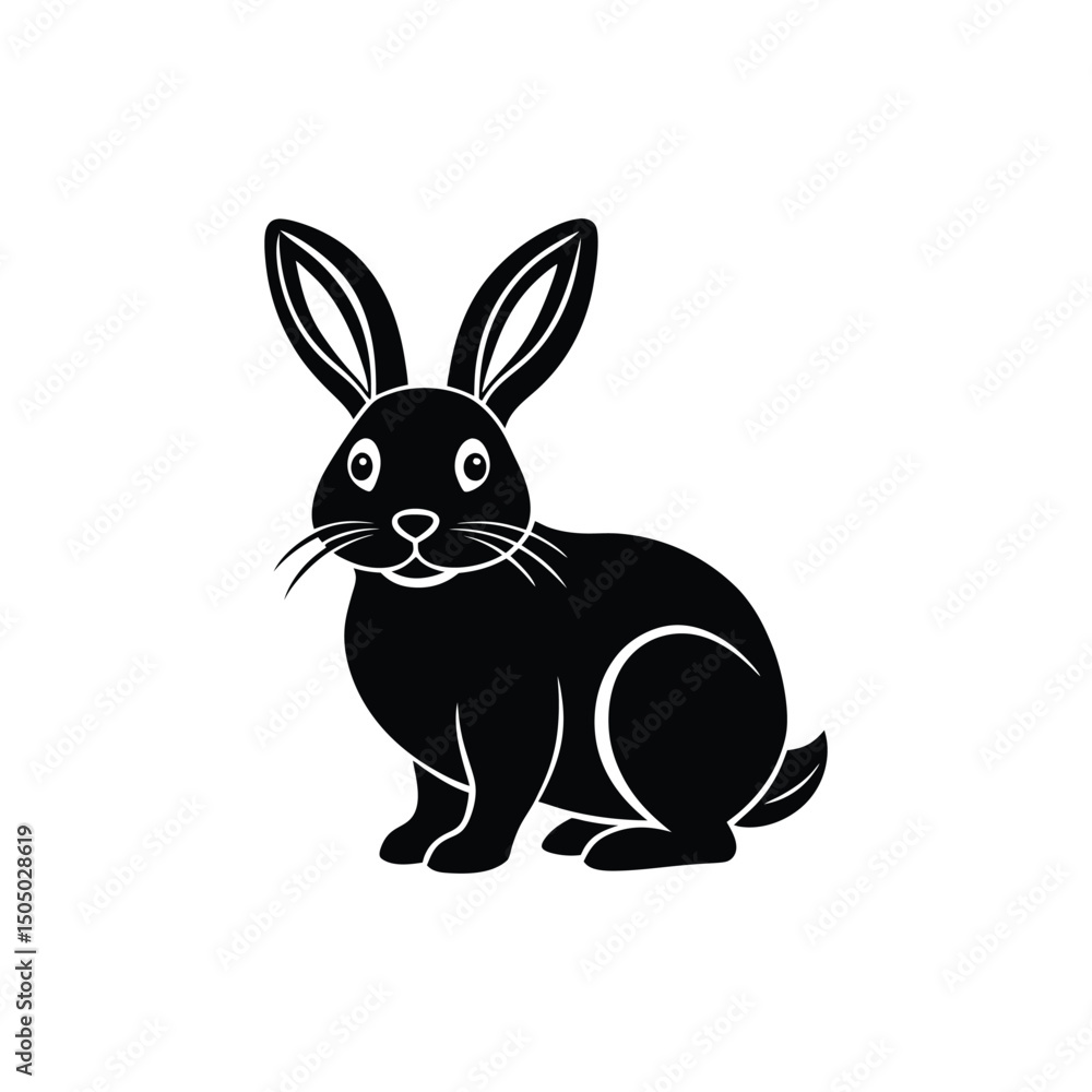 Fototapeta premium Flat and Minimal cute cartoon rabbit logo vector illustration isolated on white background