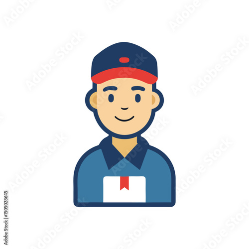 Flat and Minimal Delivery Man logo vector illustration isolated on white background