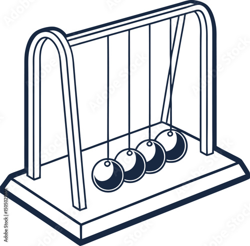 newton cradle balance physics science motion energy object icon vector illustration