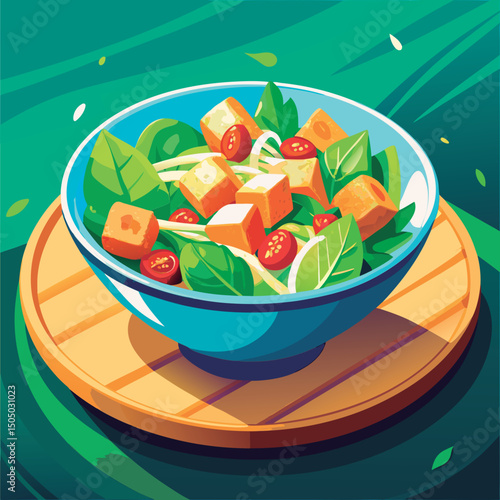 Colorful and delicious salad in a bowl.
