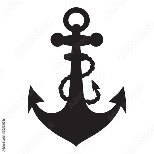 Nautical Anchor Symbol Black Silhouette