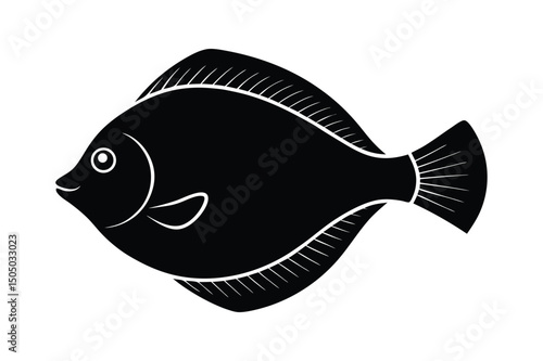 A flounder fish silhouette vector art illustration
