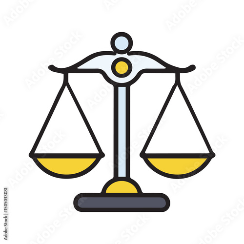 Justice scales in a stylized, outlined design. A balanced, impartial symbol of fairness. Generic professional image for legal services in the United States.