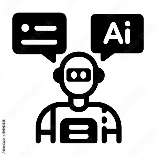 A solid style icon of an ai assistant 

