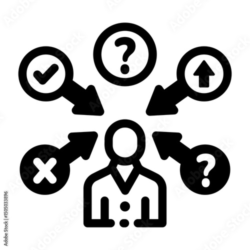 An icon of decision making designed in glyph style
