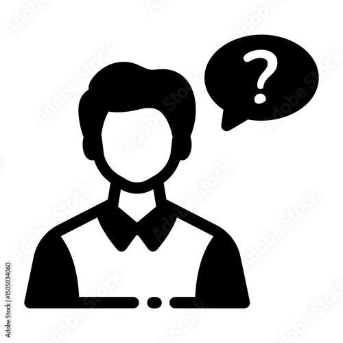 Glyph style icon showing a character having query 
