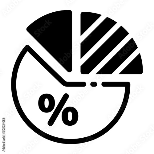 Solid style icon showing profit margin analysis

