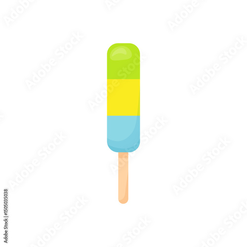 Hand drawn vector illustration of a colorful layered popsicle on a white background. 