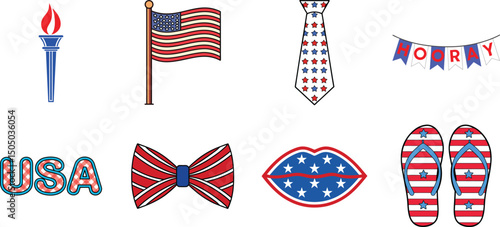 A patriotic set of vector elements representing the usa and celebration of independence day
