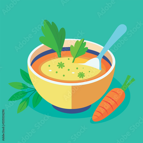 Hearty soup with carrot. ready to eat.