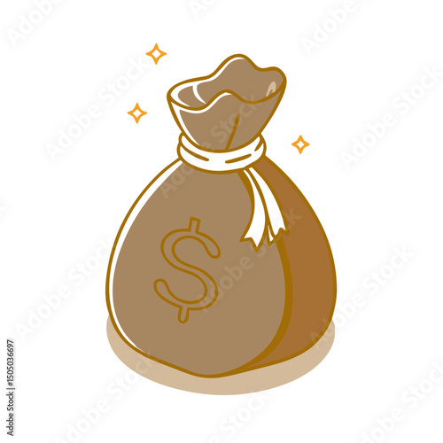 Money Bag Icon for Financial Content, Investment Graphics, Wealth Management Resources, Banking Materials, Economic Visuals and Budget Planning