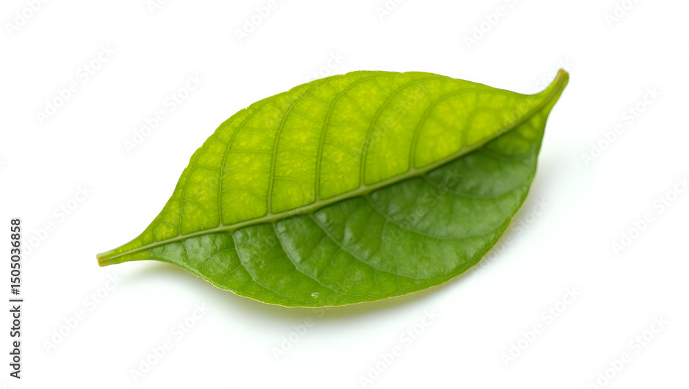 Obraz premium Single lemon leaf isolated on a clean white background