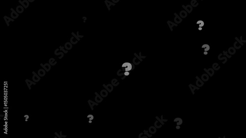 Randomly Appearing and Disappearing Light Gray Question Marks on Black Background