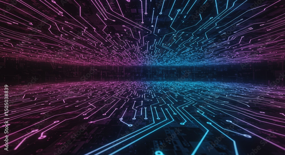 Obraz premium Abstract circuit board tunnel