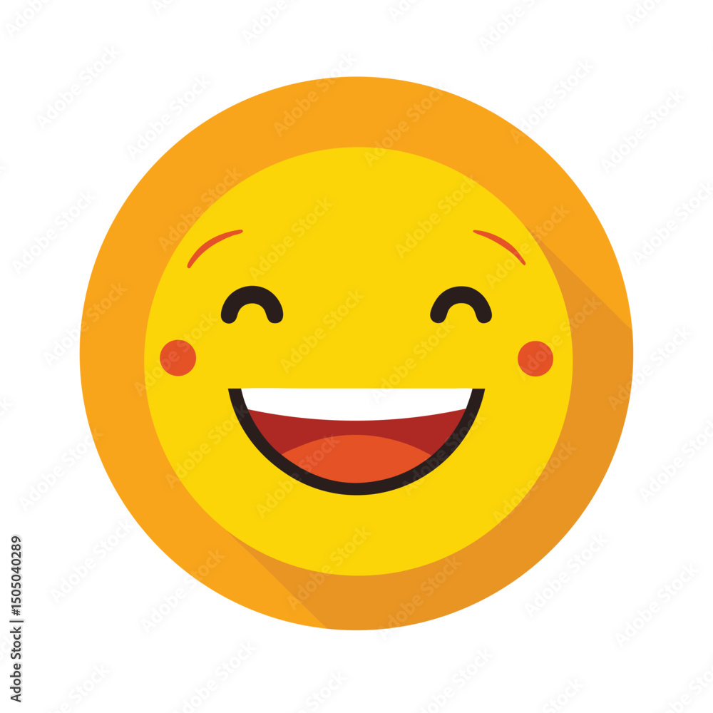 Fototapeta premium Cheerful and happy smiley face emoji cartoon illustration with orange shadow details