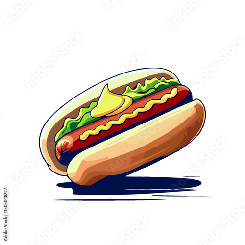 hot dog with mustard