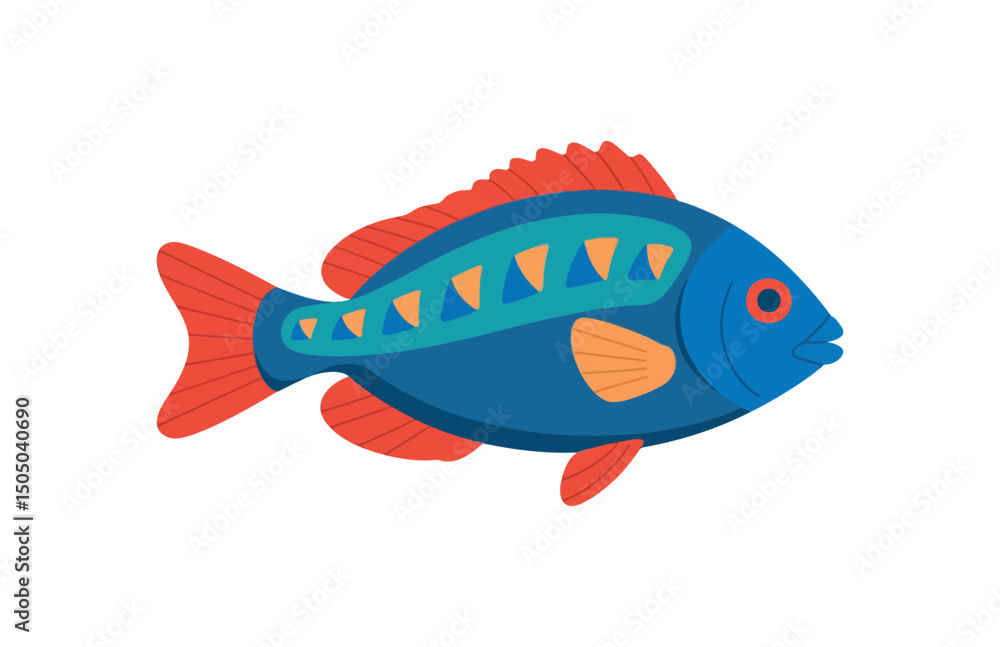Fototapeta premium A minimalist paradise Gourami fish Vector artwork illustration