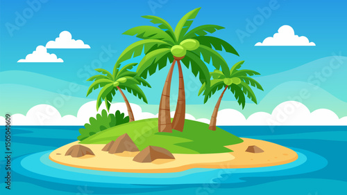 Serene Tropical Island Getaway. Palm Trees. Sandy Beaches. and Azure Waters