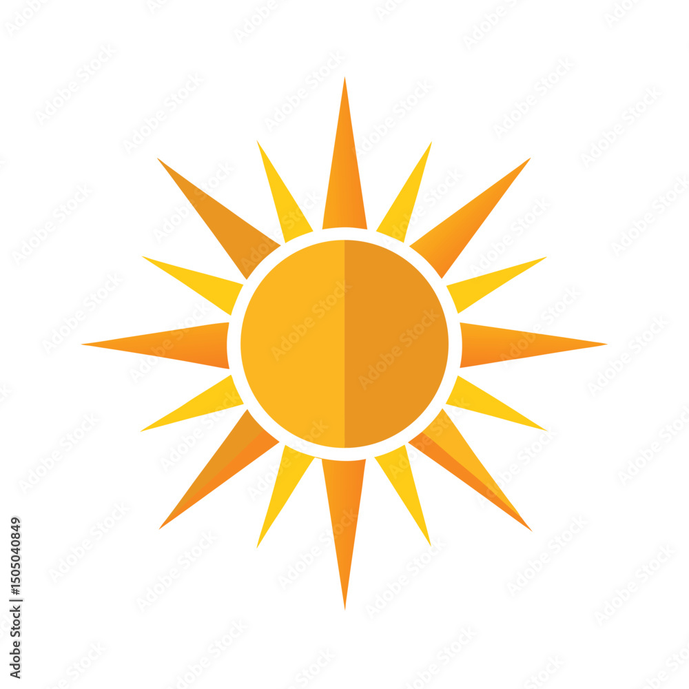 Vector illustration of a bright and cheerful stylized sun on white background for various uses Vector illustration of a bright and cheerful stylized sun on white background for various uses