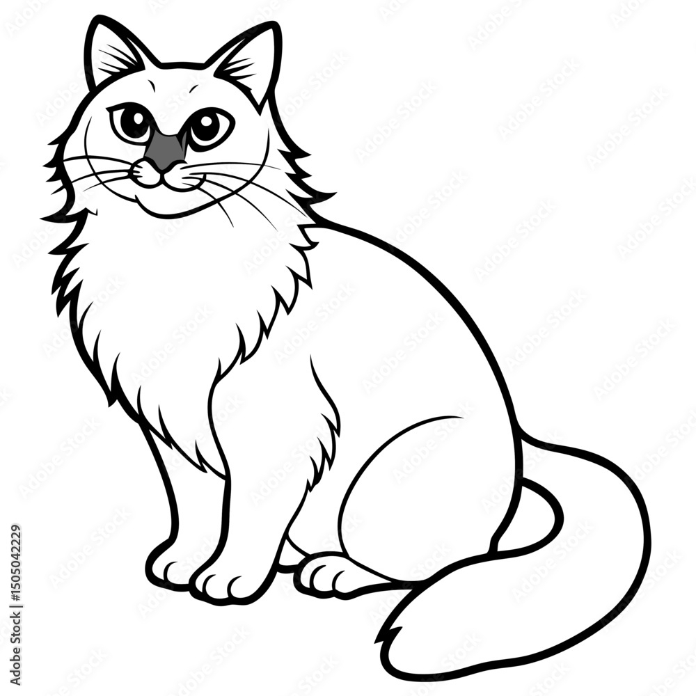 Simple Birman Cat Vector on White Background Simple Birman Cat Vector on White Background