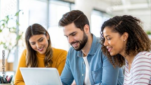 Engaged Professionals Working as Team in Bright Coworking Space
