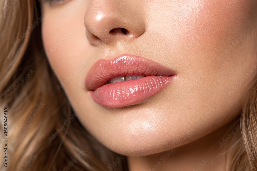 Fototapeta premium A woman with a full lip and a smile