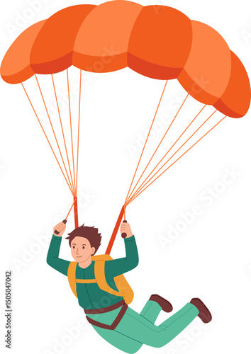 Skydiver with Parachute Cartoon Illustration