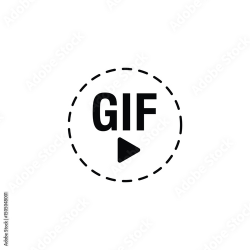 GIF glyph icon one white background. Vector Illustration.