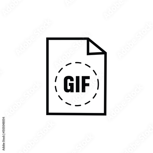 GIF glyph icon one white background. Vector Illustration.