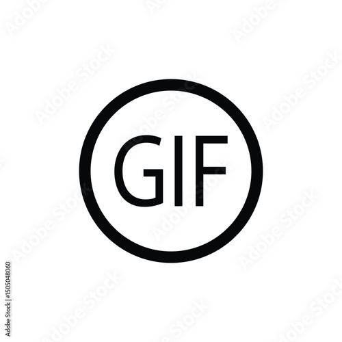 GIF glyph icon one white background. Vector Illustration.