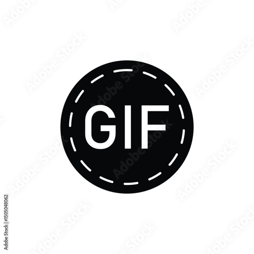 GIF glyph icon one white background. Vector Illustration.