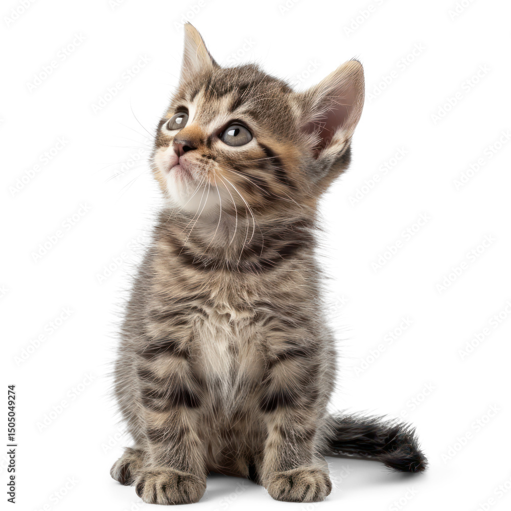Fototapeta premium Cute little kitten on white background , png on transparency background