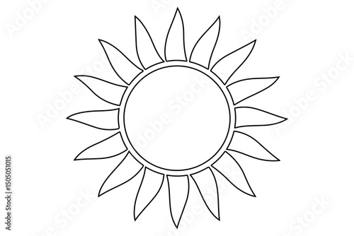 Sun one line drawing continuous line art of summer sun icon vector isolated on white
