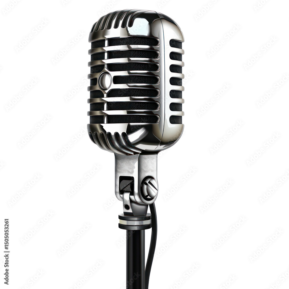 Fototapeta premium retro microphone isolated on white background , png on transparency background