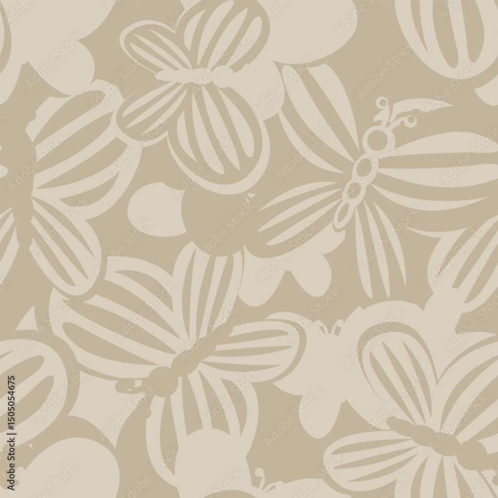 Fototapeta premium Butterfly Neutral Colour Seamless Pattern Design
