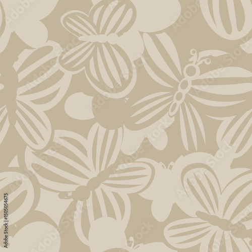 Butterfly Neutral Colour Seamless Pattern Design