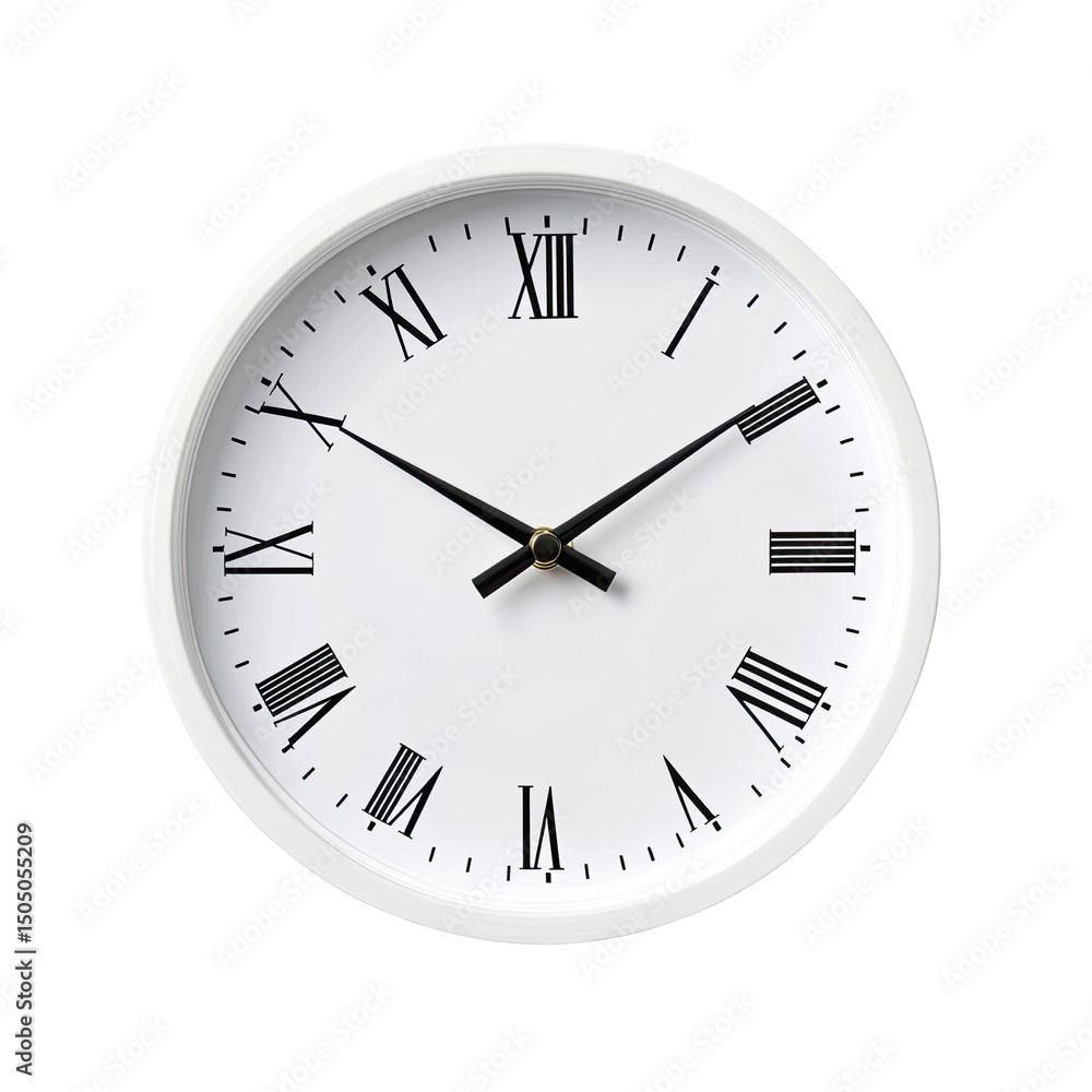 Simple white clock with Roman numerals