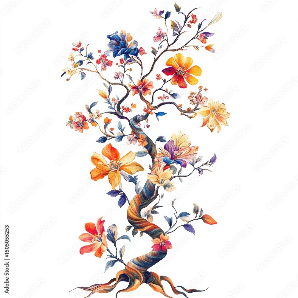 Obraz premium Colorful Floral Tree Design