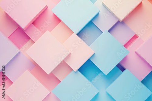 Creative colorful paper squares arrangement studio digital art calm environment overhead view abstract concept