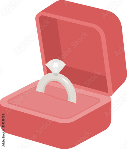 wedding invitation decoration flat illustration _ diamond ring case