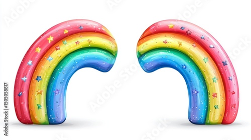 Colorful Rainbow Illustrations with Stars Isolated in Bright Colors for Creative Spaces