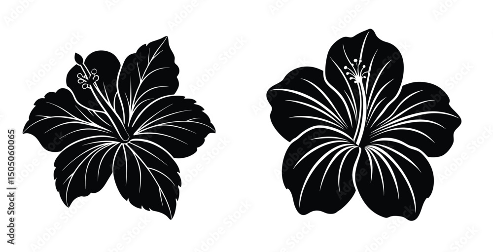 Obraz premium Black and white floral vector illustration with a delicate vintage blossom pattern and leaf design for nature's beauty