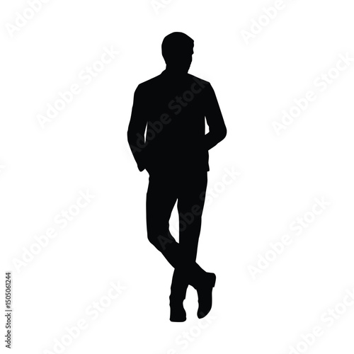 Silhouette of a man standing casually with legs crossed, showing a relaxed and confident posture