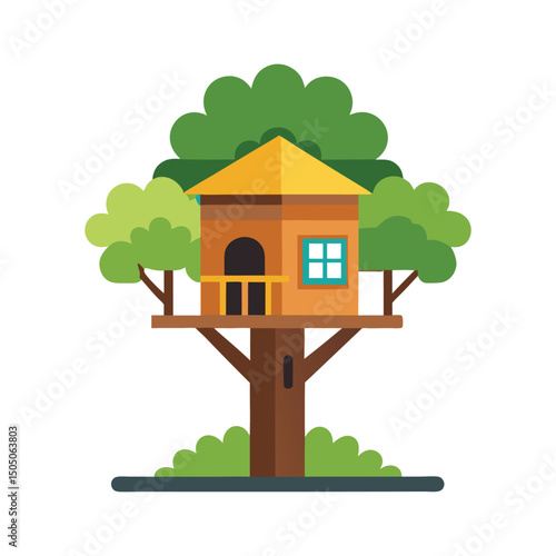 Treehouse clipart logo vector illustration isolated on white background