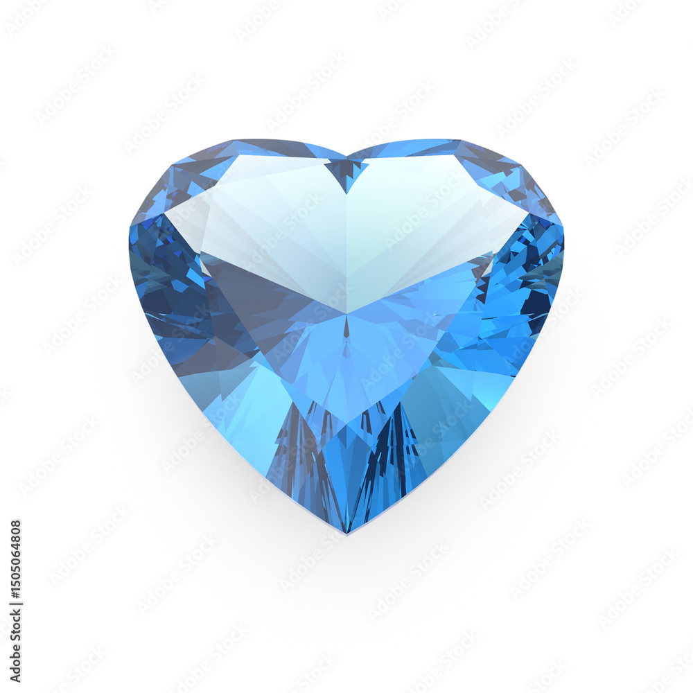 Fototapeta premium Heart Shape Cut Blue Topaz isolated on transparent background